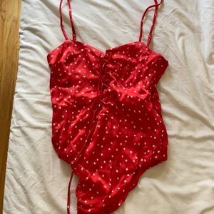 Zara red silky bodysuit NWT